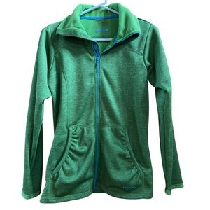 Cabela’s Green Fleece Jacket Lime green with Blue women’s Small